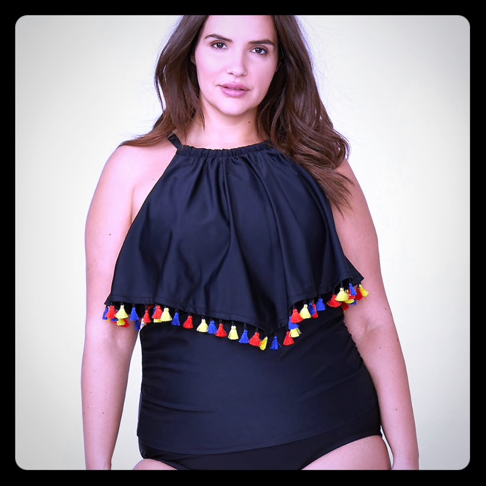 Tassel Swim Tankini w/ Built-In No-Wire Bra